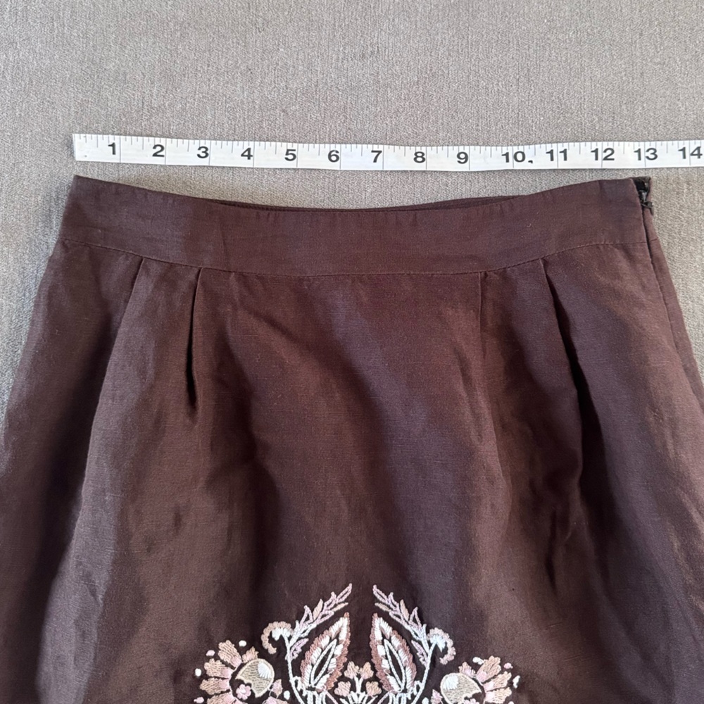Ann Taylor Loft Brown Embroidered Midi Skirt - Picture 4 of 5